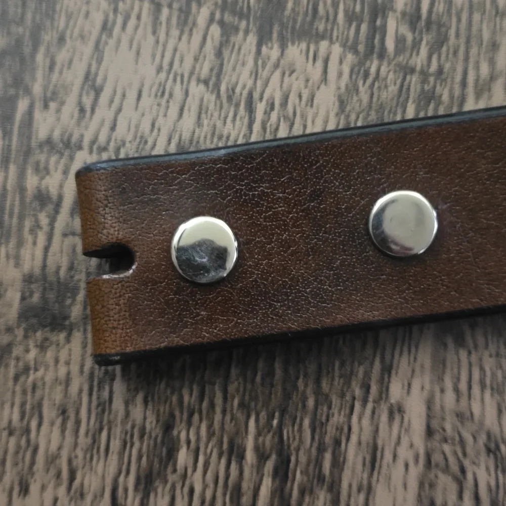 LEATHER Brown‎ Belt with Star Detail Handmade 41